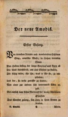 Der Neue Amadis : Ein comisches Gedicht in Achtzehn Gesängen, 1
