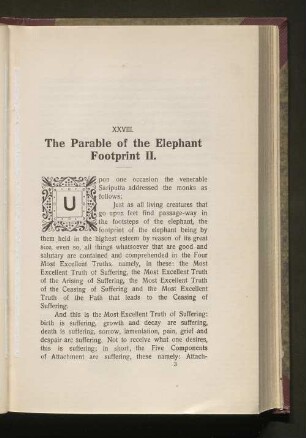 XXVIII. The Parable of the Elephant Footprint II.