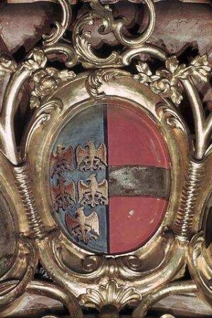 Wappen der Pröpste von Klosterneuburg von 1730 bis 1858 flankiert von Wappen der österreichischen Kronländer
