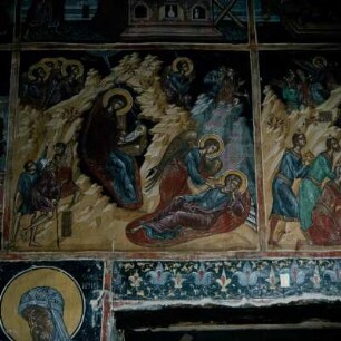 Ioannina. Kloster Agios Nikolaos Spanos im See von Ioannina. Christgeburt. Narthex-Fresken von Georgios und Frankos Kontaris, 1542
