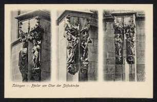 13, Tübingen - Pfeiler am Chor der Stiftskirche (2 Postkarten).