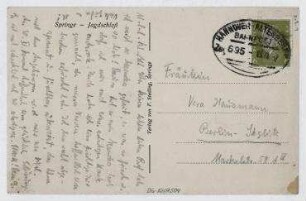 Ansichtspostkarte von Eberhard Rogge an Vera Hausmann. [Poststempel: Hannover]