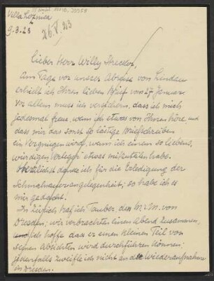 Brief an Willy Strecker und B. Schott's Söhne : 09.03.1923