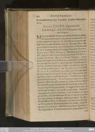 Epist. LXXXII. Lugdunum Bat. Danieli Heinsio, Equiti, Viro vere Magno.