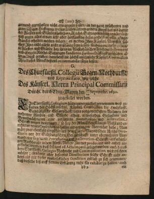 [VI.] G. Des Churfürstl. Collegii Gegen-Nothdurfft/ und Reprotestation ...