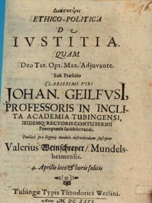 Diaskepsis ethico-polit. de iustitia