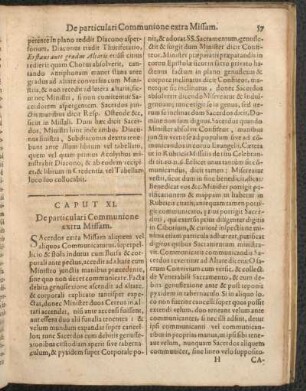 Caput XI. De particulari Communione extra Missam.