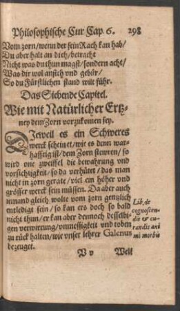 Das Siebende Capitel. Wie mit Natürlicher Ertzney dem Zorn vorzukomen sey.