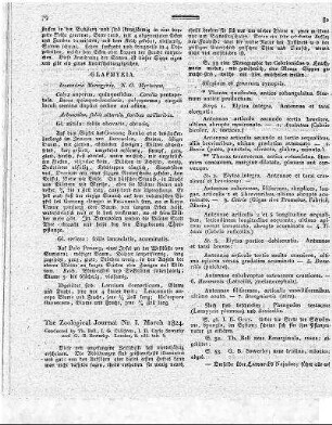 The Zoological Journal Nr. I. March 1824. - London