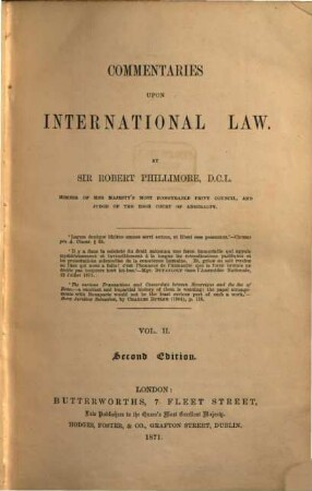 Commentaries upon international law, 2