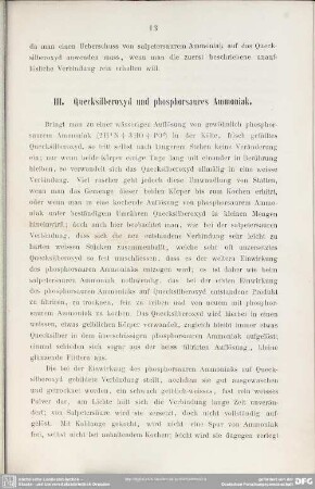 III. Quecksilber und phosphorsaures Ammoniak