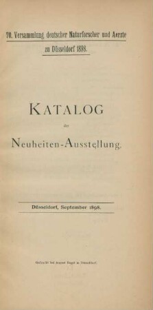 Katalog der Neuheiten-Ausstellung