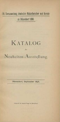 Katalog der Neuheiten-Ausstellung