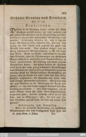 Sechster Sonntag nach Trinitatis. Röm. VI, 3 ff.