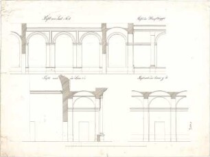 Klenze, Leo von; München; Alte Pinakothek - Saal No. 1 (Schnitte)