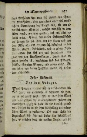 Erster Abschnitt. Von dem Podagra.