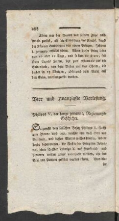 Vier und zwanzigste Vorlesung. Philipps V. der Lange genannt, Regierungs-Geschichte