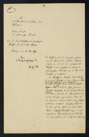 Der akademische Senat an das Ministerium (...) betr. der Wiederbesetzung der ordentlichen Professur für semitische Sprachen (22.05.1890)