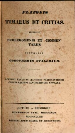 Platonis Opera omnia, Vol. 7. Timaeus et Critias