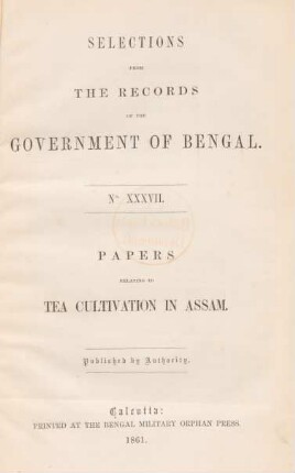 Papers relating to tea cultivation in Assam