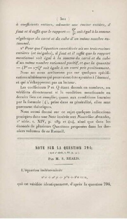 Note sur la question 794.