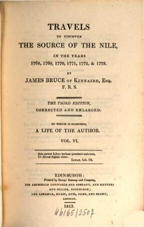 Travels to discover the source of the Nile, in the years 1768, 1769, 1770, 1771, 1772, & 1773. 6