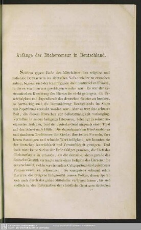 Anfänge der Büchercensur in Deutschland