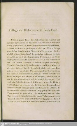 Anfänge der Büchercensur in Deutschland