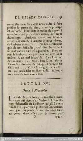 Lettre XVI. Jeudi à Vinchester