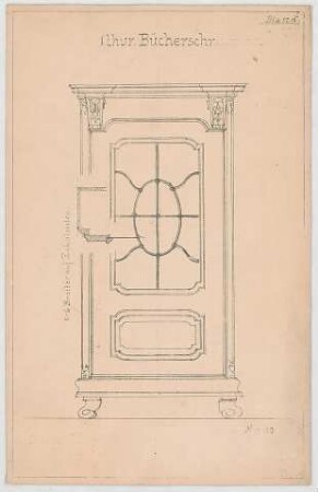 Thiersch, Friedrich von; München; Justizpalast - Bücherschrank (Ansicht, Schnitt)