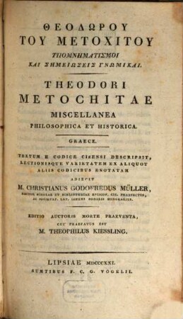 Miscellanea philosophica et historica