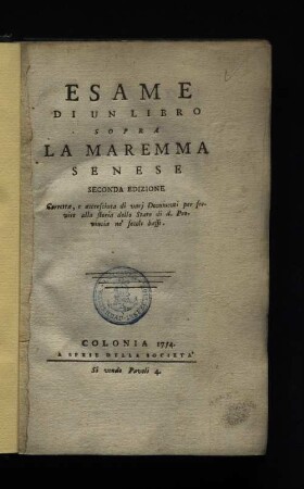 Esame di un libro sopra la maremma Senese