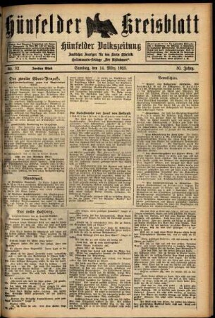 Zweite Ausgabe vom Samstag, den 14. März 1925.