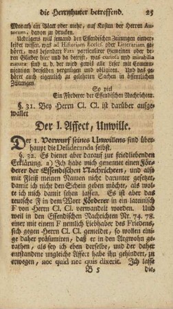 Der I. Affect. Unwille