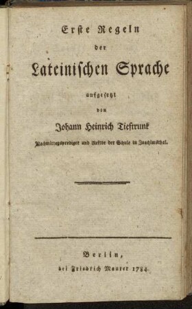 Erste Regeln der Lateinischen Sprache