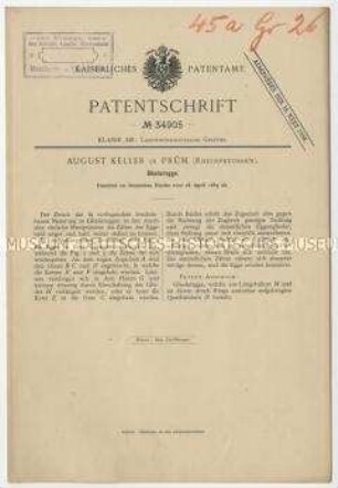 Patentschrift einer Gliederegge, Patent-Nr. 34905