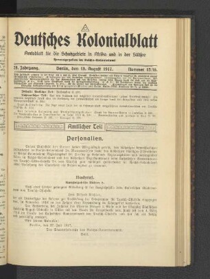 28. Jahrgang, 15. August 1917, Nummer 15/16