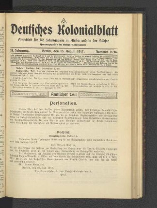 28. Jahrgang, 15. August 1917, Nummer 15/16