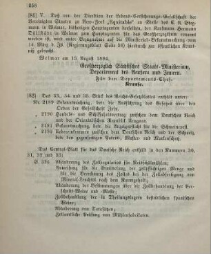 82. Das 33., 34. und 35. Stück des Reichs-Gesetzblattes enthält unter: ...