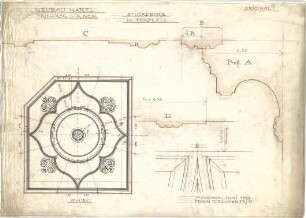 Pfann, Paul; München, Prinzregentenstr. 10; Haus Hartl - Stuckdecke im Vorplatz (Ansicht, Schnitte, Detail)