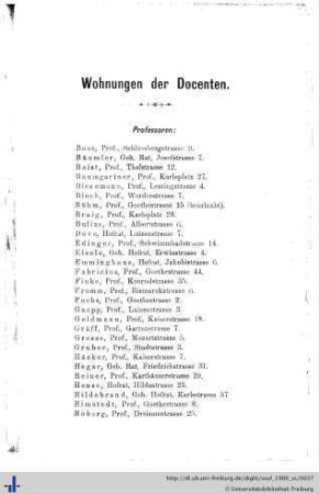 Wohnungen der Docenten