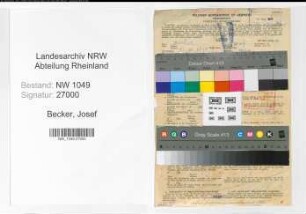 Entnazifizierung Josef Becker , geb. 17.11.1898 (Schreiner)