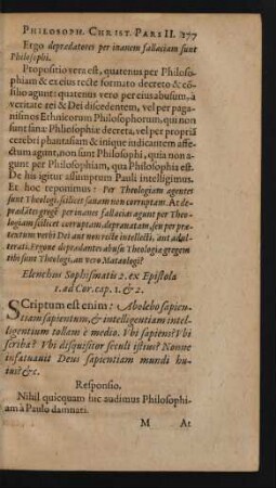 Elenchus Sophismatis 2. ex Epistola 1. ad Cor. cap. 1. [et] 2.