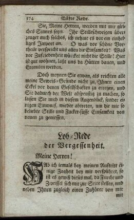 Lob-Rede der Vergessenheit.