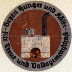 WHW-Abzeichen, Monatstürplakette "Gegen Hunger und Kälte ...", Haussammlung vom Oktober 1934