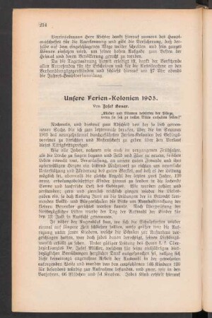 Unsere Ferien-Kolonien 1905
