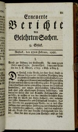 9. Stück. Rostock, den 27ten Februar. 1766