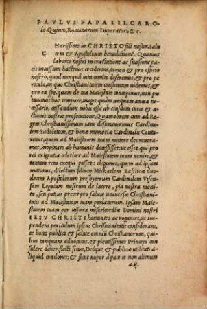 Pauli III pont. max. ad Carol V. Imp. epistola hortatoria ad pacem