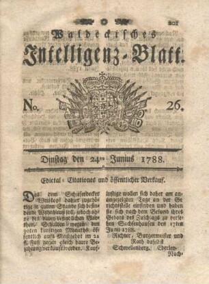 No. 26. Dinstag den 24ten Junius 1788