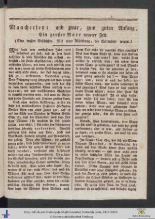 Mancherley; und zwar, zum guten Anfang, ein großer Narr neuerer Zeit.